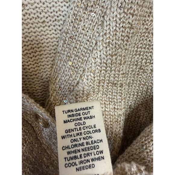 Marled Sz LG Cardigan Sweater Knit Front Pockets Gold - Picture 3 of 6